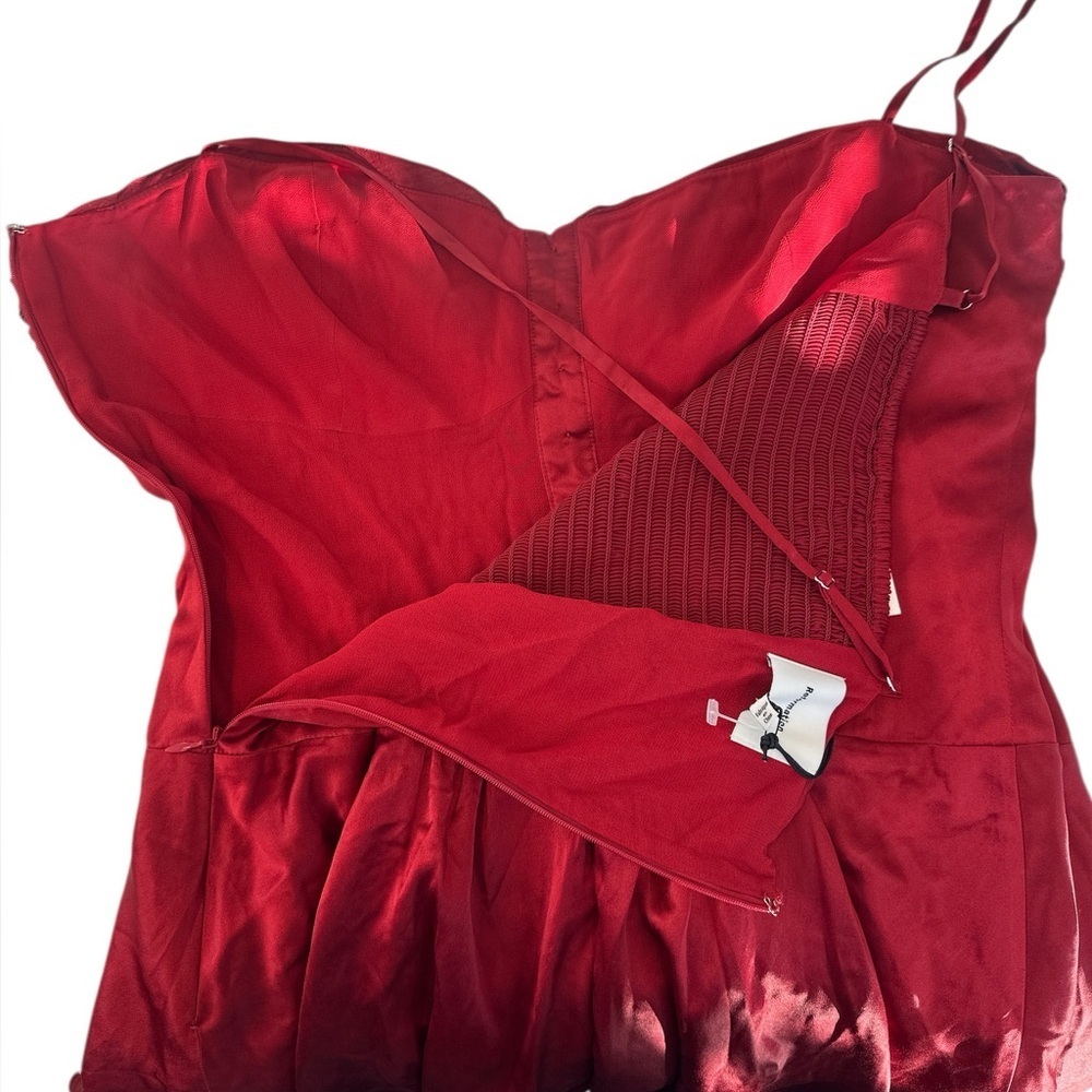 Reformation Red One-Shoulder Satin Mini Dress - Picture 8 of 12